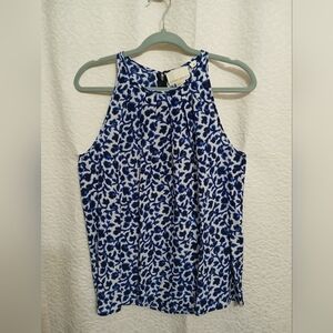 Cynthia Rowley 100% Silk Blue and White Patterned Blouse